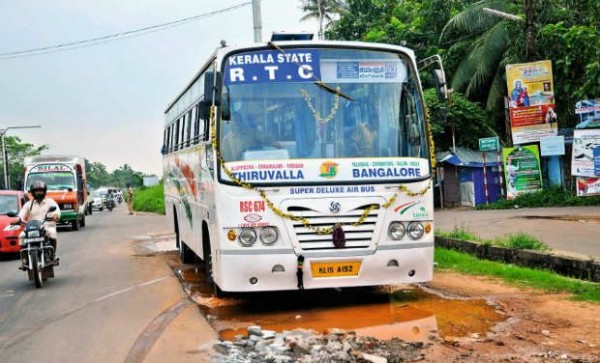 KSRTC DEluxe bus with wifi and sticker