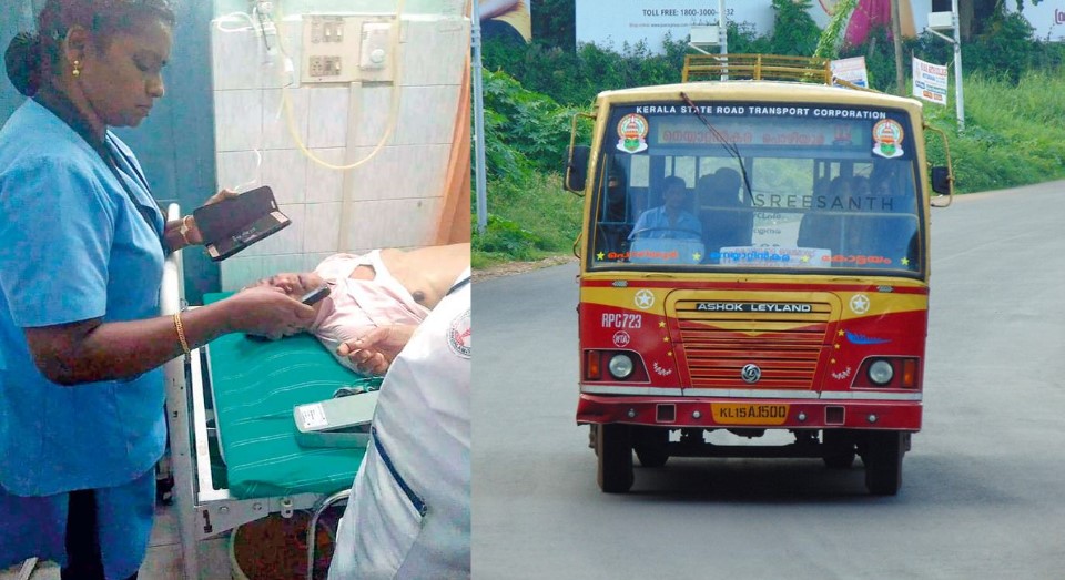 Image result for Kerala RTC Bus driver passes away which driving, Passenger saved